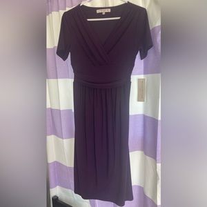 Evan-Picone, Midi purple faux wrap dress, size 4,